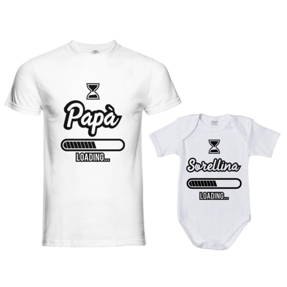 Coordinato t-shirt e body neonato padre figlio papà loading sorellina fratellino loading Per il papà 2