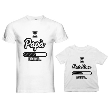 Coordinato t-shirt e body neonato padre figlio papà loading sorellina fratellino loading Per il papà