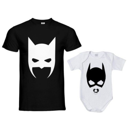 Coordinato t-shirt e body neonato padre figlia batdad...