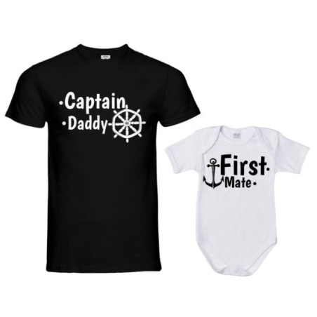 Coordinato t-shirt e body neonato padre figlio captain...