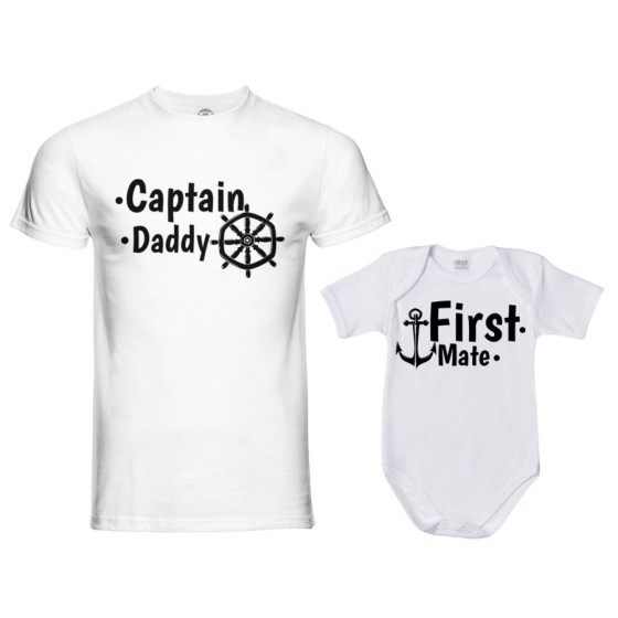 Coordinato t-shirt e body neonato padre figlio captain daddy first mate Per il papà 2