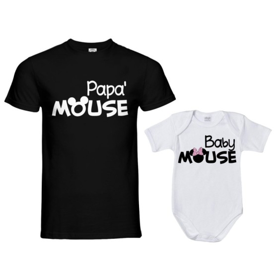Coordinato t-shirt e body neonato padre figlia papà mouse baby minnnie mouse Per il papà