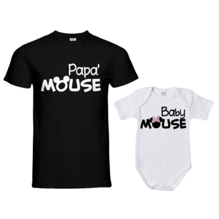 Coordinato t-shirt e body neonato padre figlia papà mouse...