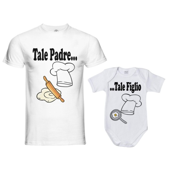 Coordinato t-shirt e body neonato padre figlio tale padre tale figlia tale figlio chef Per il papà