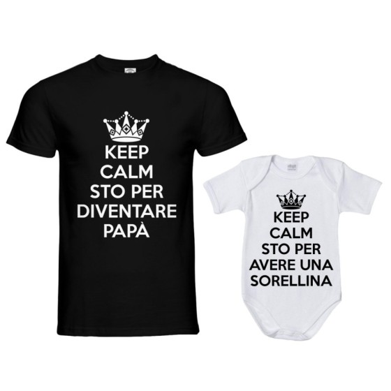 Coordinato t-shirt e body neonato padre figlio keep calm sto per diventare papà Per il papà