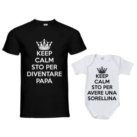 Coordinato t-shirt e body neonato padre figlio keep calm...