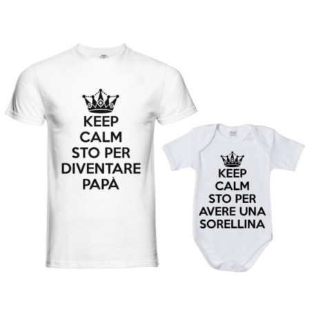 Coordinato t-shirt e body neonato padre figlio keep calm sto per diventare papà Per il papà