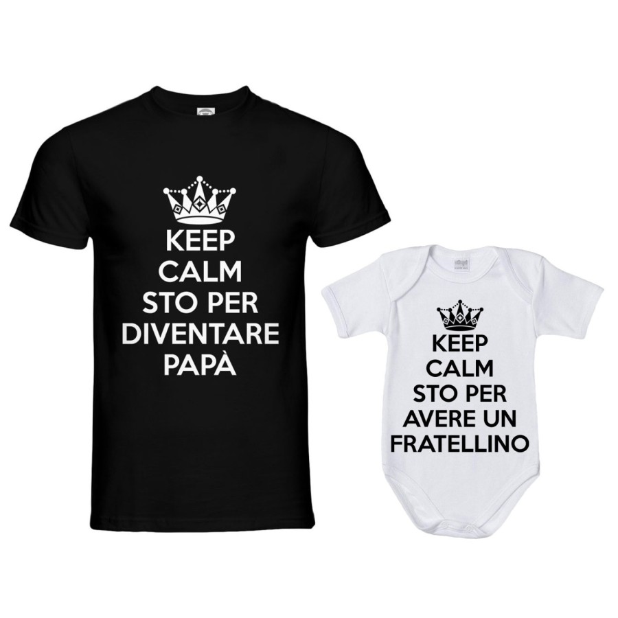Coordinato t-shirt e body neonato padre figlio keep calm sto per diventare papà Per il papà