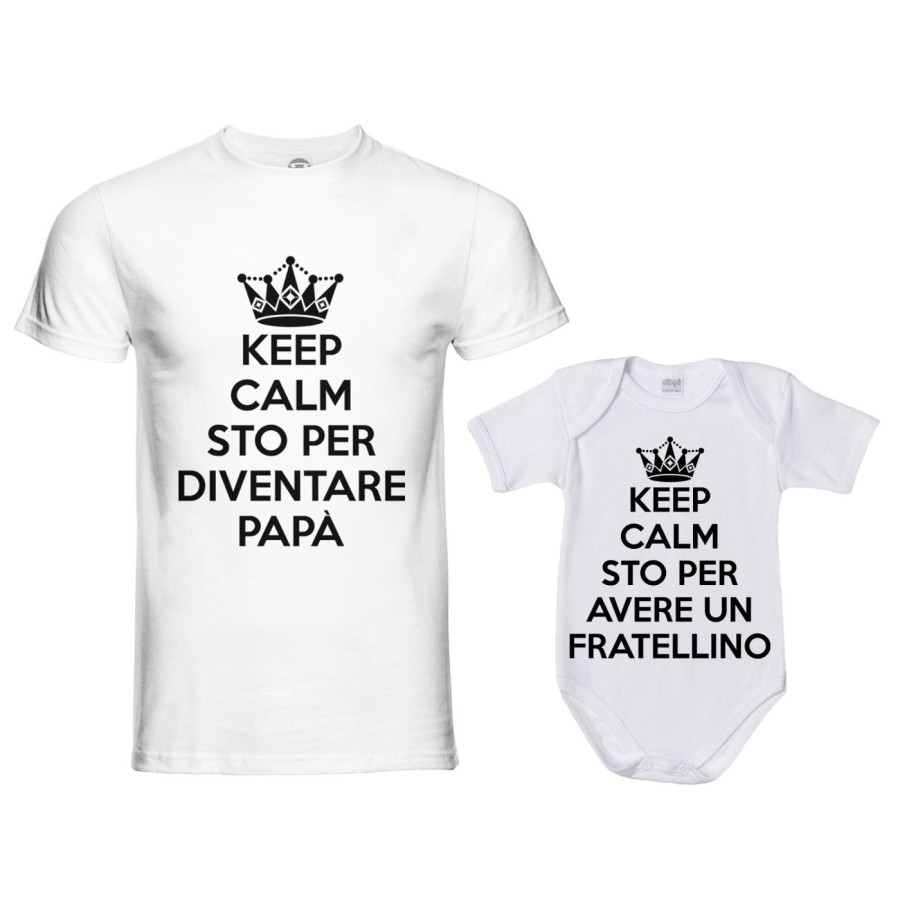 Coordinato t-shirt e body neonato padre figlio keep calm sto per diventare papà Per il papà
