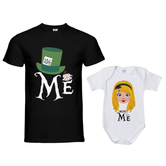 Coordinato t-shirt e body neonato padre figlia me cappellaio matto mini alice Per il papà 2