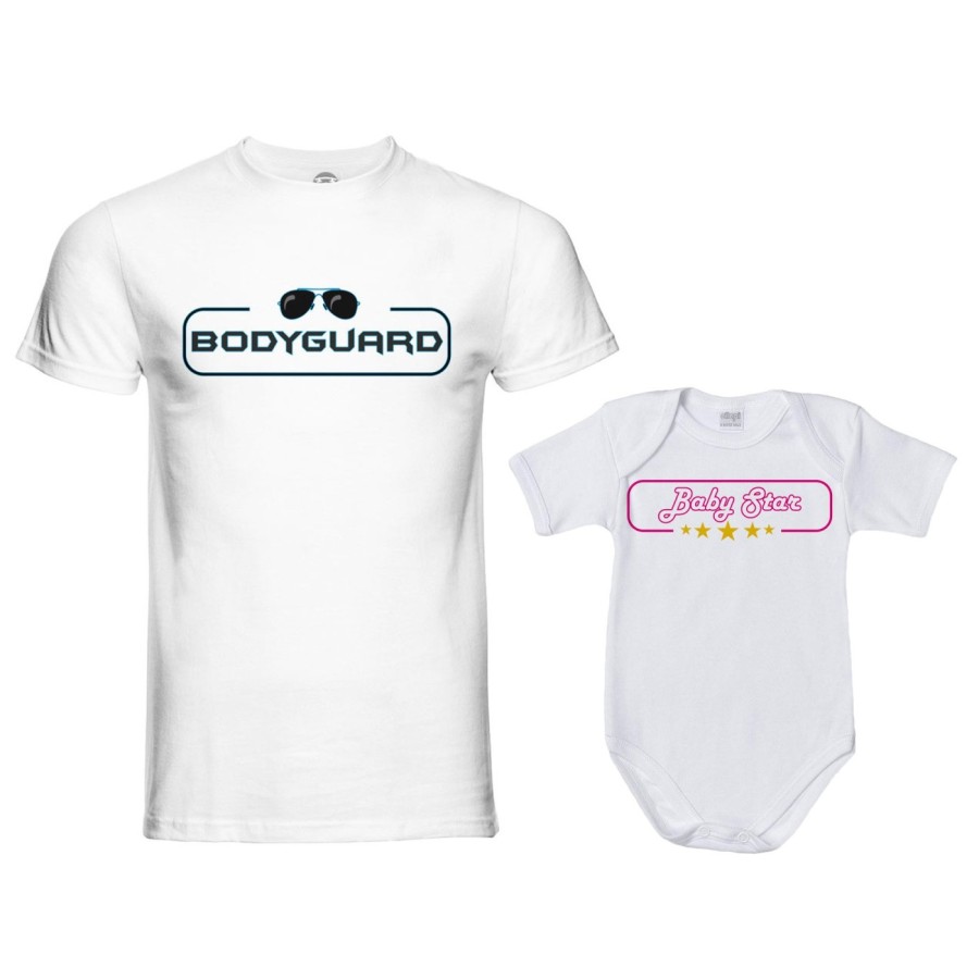 Coordinato t-shirt e body neonato padre figlia bodyguard baby star Per il papà