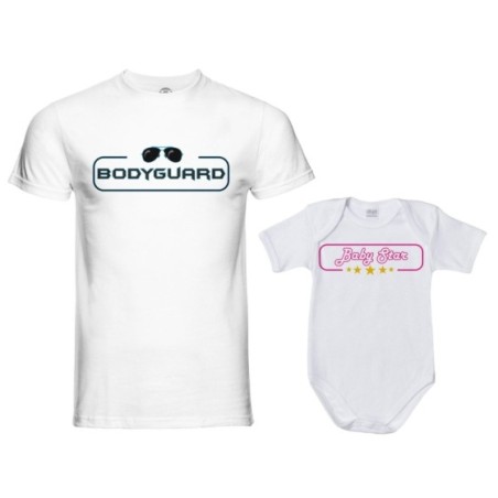 Coordinato t-shirt e body neonato padre figlia bodyguard baby star Per il papà