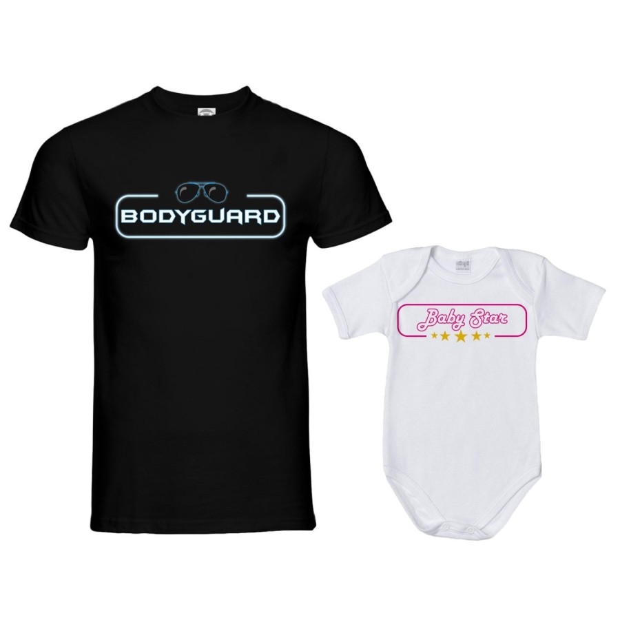 Coordinato t-shirt e body neonato padre figlia bodyguard baby star Per il papà