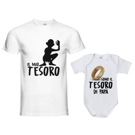 Coordinato t-shirt e body neonato padre figlio il mio tesoro