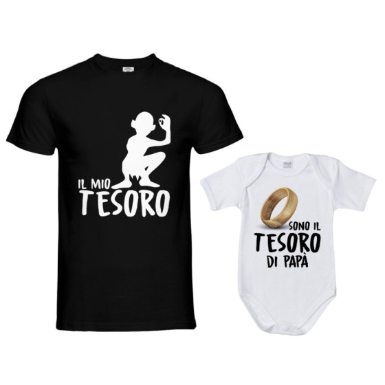 Coordinato t-shirt e body neonato padre figlio il mio tesoro Per il papà 2