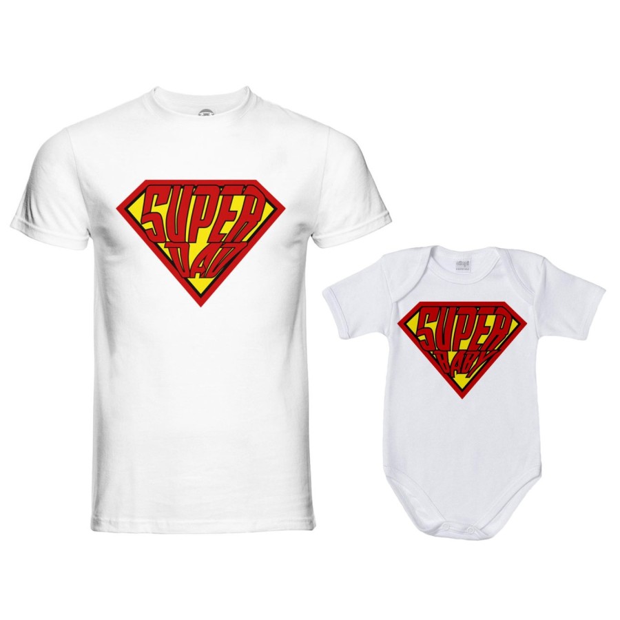 Coordinato t-shirt e body neonato padre figlio super dad super baby Per il papà