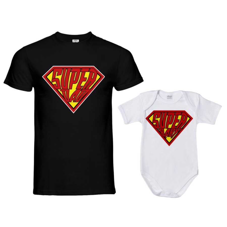 Coordinato t-shirt e body neonato padre figlio super dad super baby Per il papà