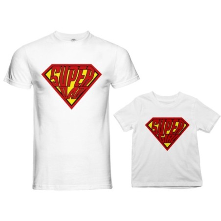 Coordinato t-shirt e body neonato padre figlio super dad super baby Per il papà