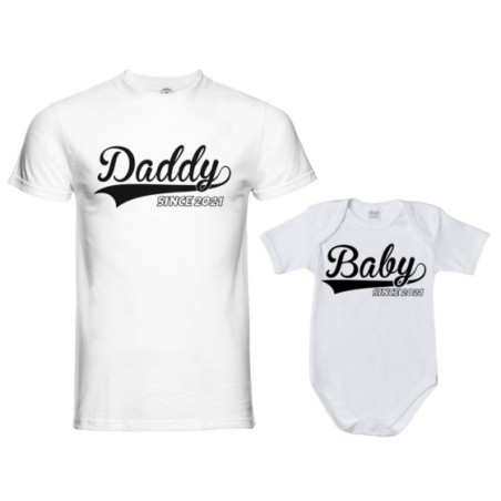Coordinato t-shirt e body neonato padre figlio personalizzato con anno daddy since baby since Per il papà