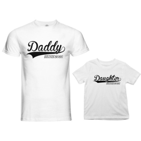 Coordinato t-shirt e body neonato padre figlio personalizzato con anno daddy since baby since Per il papà