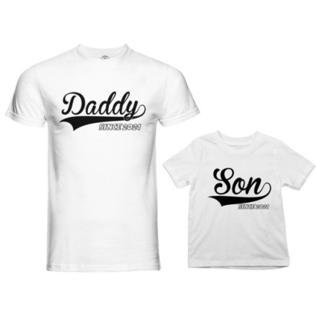 Coordinato t-shirt e body neonato padre figlio personalizzato con anno daddy since baby since Per il papà