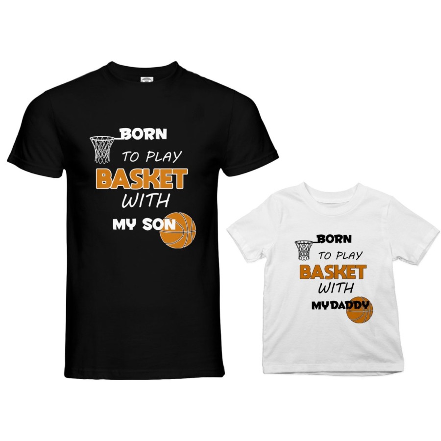 Coordinato t-shirt e body neonato padre figlio born to play basket with my son my daughter Per il papà