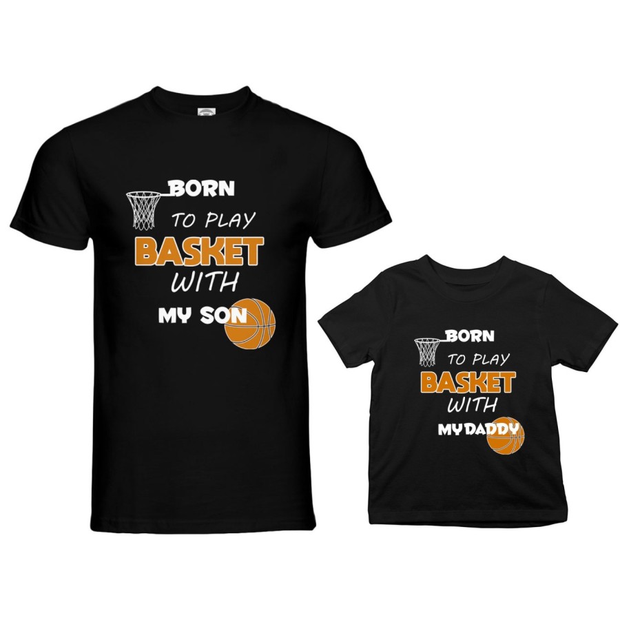 Coordinato t-shirt e body neonato padre figlio born to play basket with my son my daughter Per il papà