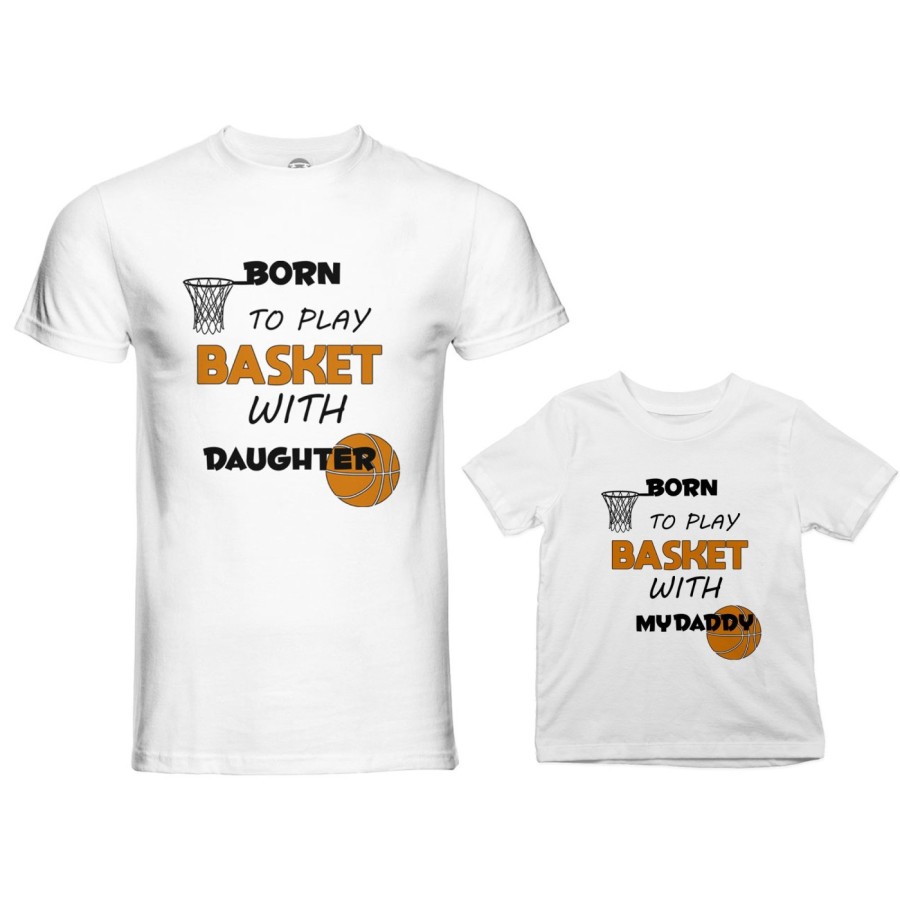 Coordinato t-shirt e body neonato padre figlio born to play basket with my son my daughter Per il papà