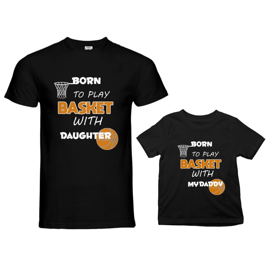 Coordinato t-shirt e body neonato padre figlio born to play basket with my son my daughter Per il papà