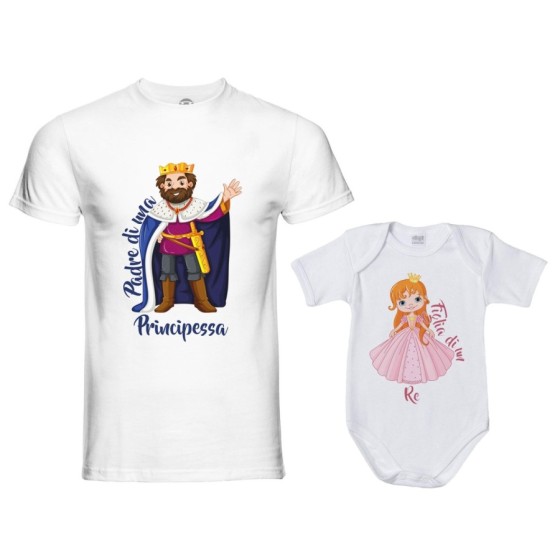 Coordinato t-shirt e body neonato padre figlia padre di una principessa  figlia di un re Per il papà