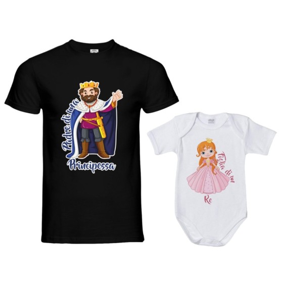Coordinato t-shirt e body neonato padre figlia padre di una principessa  figlia di un re Per il papà 2