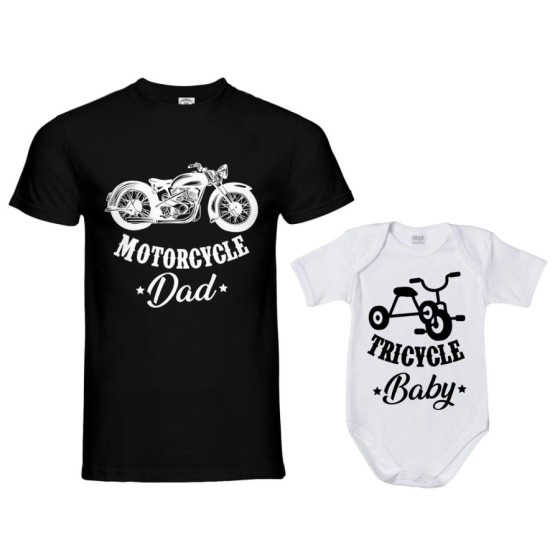 Coordinato t-shirt e body neonato padre figlio motorcycle dad tricycle baby Per il papà
