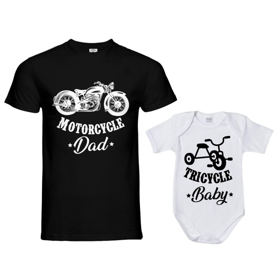 Coordinato t-shirt e body neonato padre figlio motorcycle dad tricycle baby Per il papà