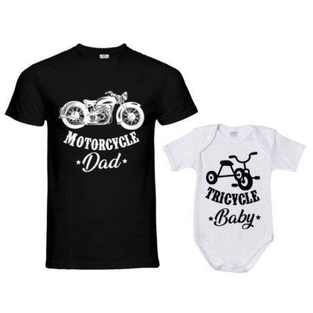 Coordinato t-shirt e body neonato padre figlio motorcycle...