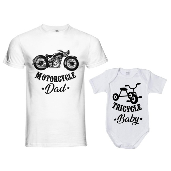 Coordinato t-shirt e body neonato padre figlio motorcycle dad tricycle baby Per il papà 2