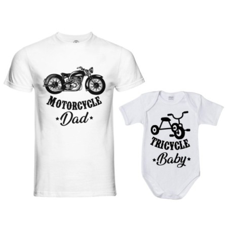 Coordinato t-shirt e body neonato padre figlio motorcycle dad tricycle baby Per il papà