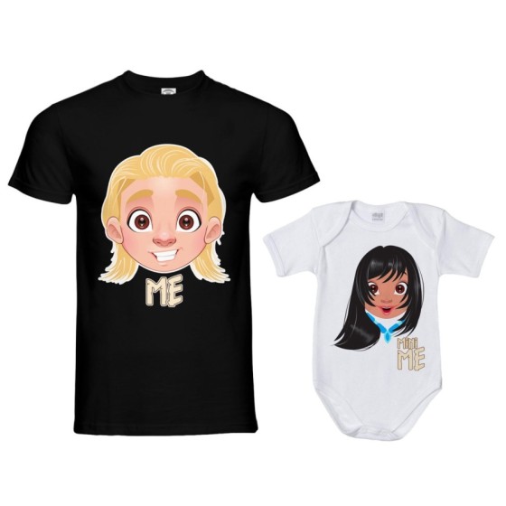 Coordinato t-shirt e body neonato padre figlia me john smith  mini pocahontas Per il papà