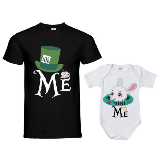 Coordinato t-shirt e body neonato padre figlio me cappellaio matto mini bianconiglio Per il papà