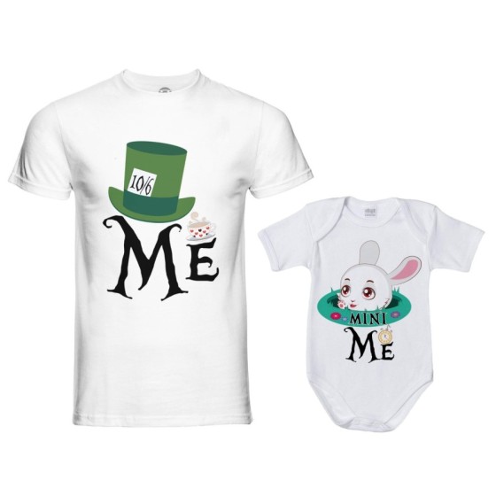 Coordinato t-shirt e body neonato padre figlio me cappellaio matto mini bianconiglio Per il papà 2