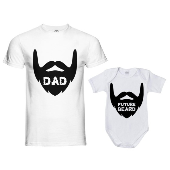 Coordinato t-shirt e body neonato padre figlio dad future beard Per il papà