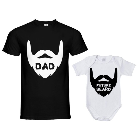 Coordinato t-shirt e body neonato padre figlio dad future beard Per il papà 2