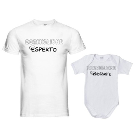 Coordinato t-shirt body padre figlio dormiglione esperto...