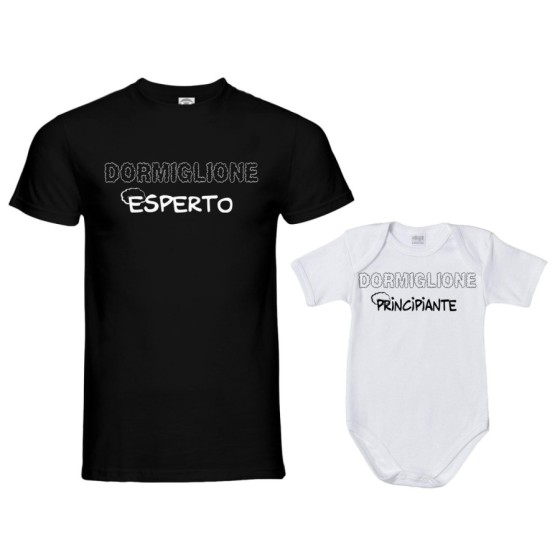 Coordinato t-shirt body padre figlio dormiglione esperto dormigliona dormiglione principiante Per il papà 2