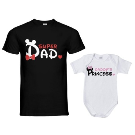 Coordinato t-shirt e body neonato padre figlio super dad...