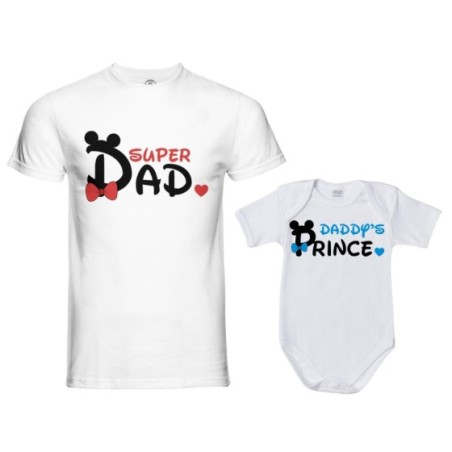 Coordinato t-shirt e body neonato padre figlio super dad mickey Per il papà