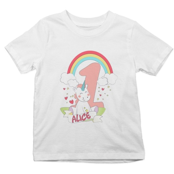 T-shirt bambino personalizzata con nome festa a tema unicorno Compleanno