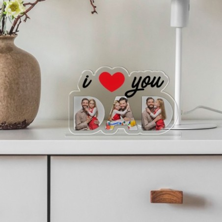 Targa in plexiglass personalizzata con foto i love you dad Per il papà