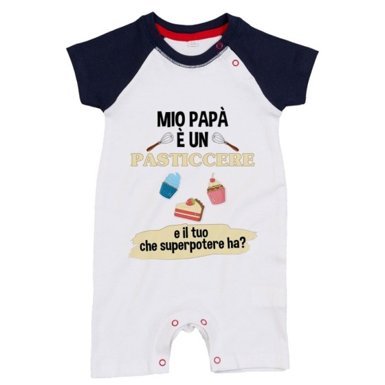 Pagliaccetto neonato il mio papà la mia mamma è un pasticciere una pasticciera e il tuo la tua che superpotere ha