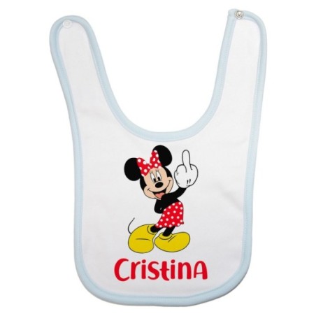 Bavaglino neonato personalizzato con nome topolino - minnie dito medio Cartoon