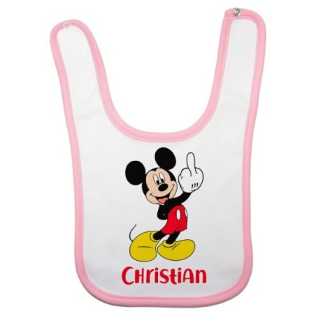Bavaglino neonato personalizzato con nome topolino - minnie dito medio Cartoon